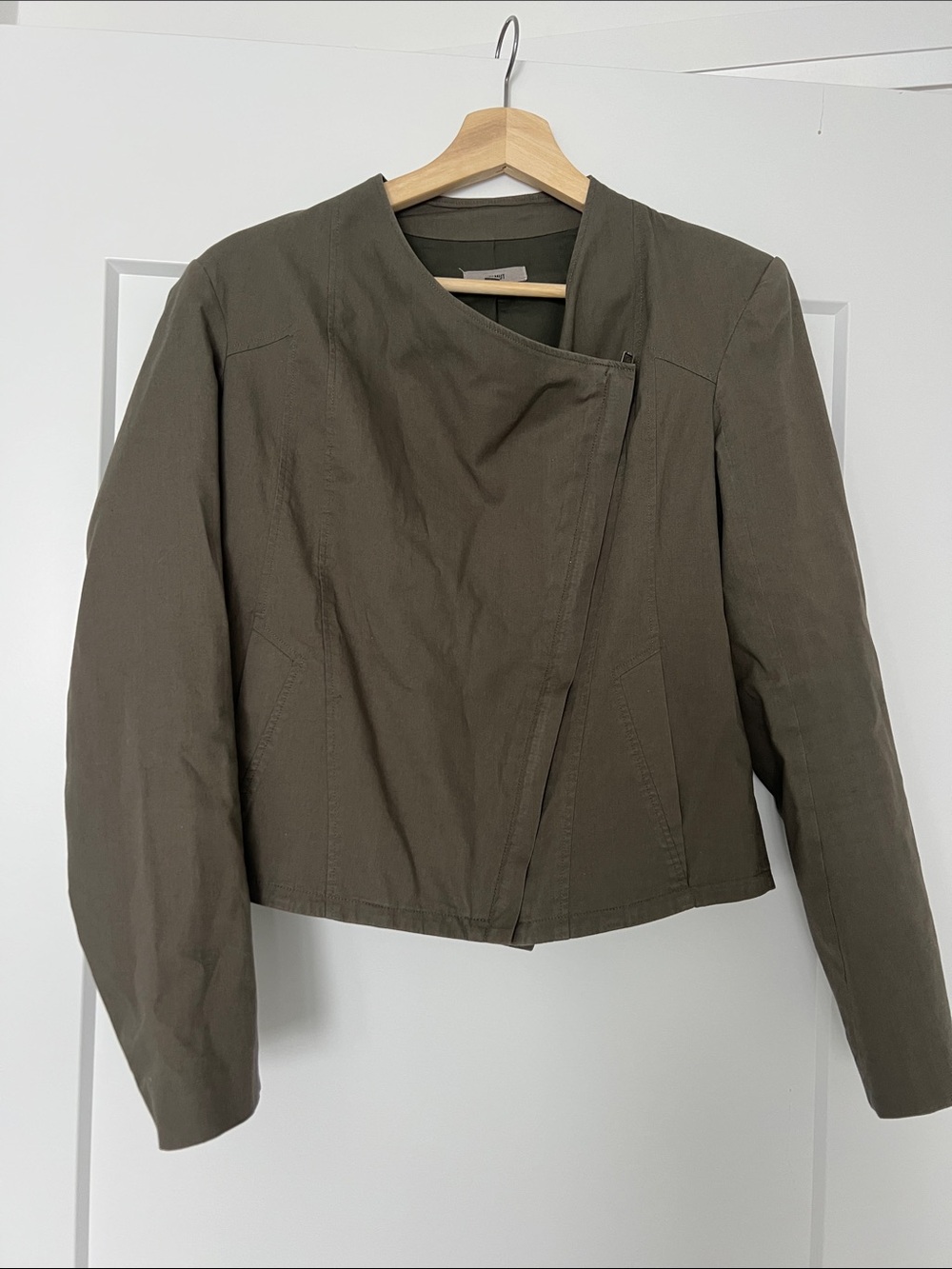 Helmut Lang Olive Asymmetrical cotton Women’s Jacket